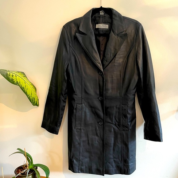 Black leather trench coat Aldo - Picture 2 of 14